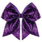 Large 7 Inch Glitter Bow Clip, Sequin Bling Party Hair Accessories for Women, Teens, Girls, Kids (Dark Purple)