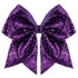Large 7 Inch Glitter Bow Clip, Sequin Bling Party Hair Accessories for Women, Teens, Girls, Kids (Dark Purple)