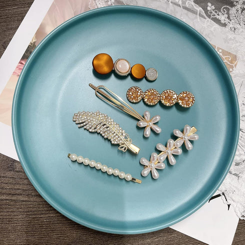 Mehayi 20 PCS Pearl Hair Clips Set, Fashion Korean Acrylic Resin Hair Barrettes, Decorative Party Wedding Accessories