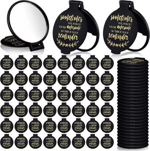 Weysat 48 Pcs Compact Mirror Bulk, Mini Inspirational Gifts, Pocket Folding Mirrors for Women