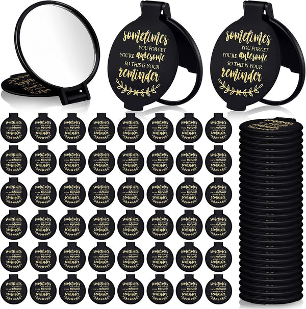 Weysat 48 Pcs Compact Mirror Bulk, Mini Inspirational Gifts, Pocket Folding Mirrors for Women