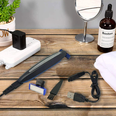Razor Charger USB and Solo Replacement Heads, Compatible with Microtouch Solo Men's Shaver Electric Micro Trimmer