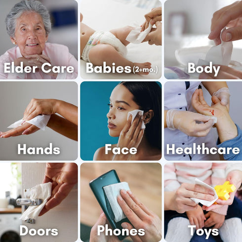 Nurture XL Antibacterial Body & Hand Sanitizing Wipes | Alcohol-Free Antiseptic Wet Towelettes for Germ Removal
