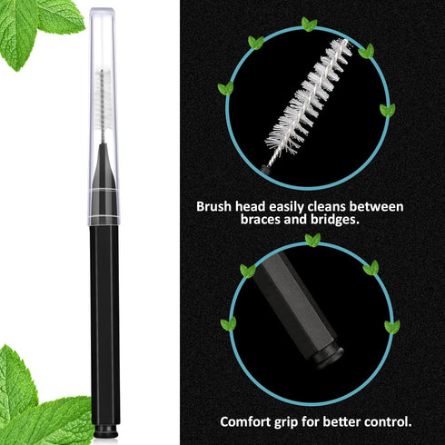 Patelai 100 Pieces Braces Brush for Interdental Cleaning, Tooth Flossing Tool (Black, Blue, Green)