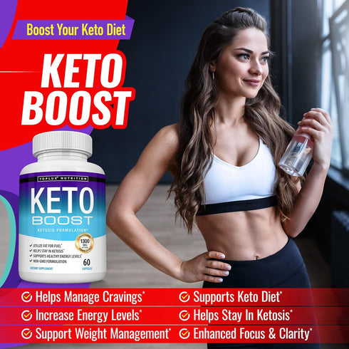 Keto Boost Diet Pills Ketosis Supplement - Natural Exogenous Keto Formula Support Energy & Focus, Advanced Ketones