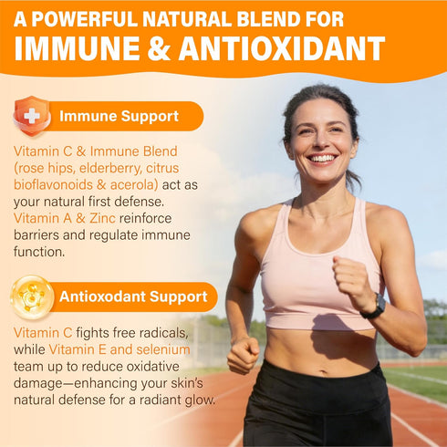 Tcemundry Gummies 1000mg Gummy Liposomal Vitamin C for Adults: Vitamin C Chewable with Zinc, Elderberry, Vitamins A & E