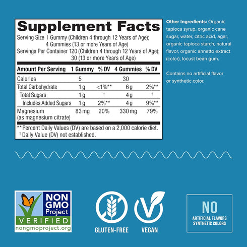 Natural Vitality Calm Kids Supplement, Magnesium Citrate, Stress Relief Gummies, Sweet Citrus, 120 Gummies