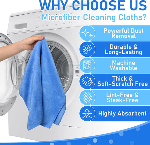 3 Pcs Extra Large Microfiber Cleaning Cloth, 30" x 20" Washable Reusable Towel, Streak Free Lint Free Cloth for