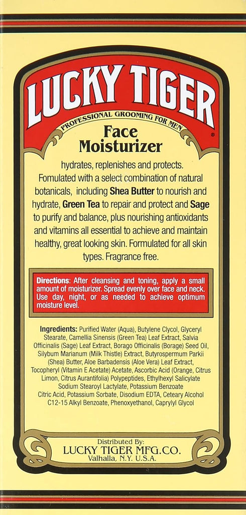 Lucky Tiger Premium Facial Moisturizer, 3.5 Ounce