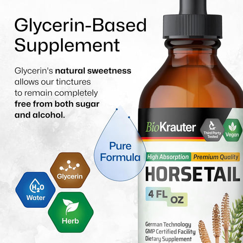 Horsetail Horsetail 660 4 Fl.Oz. 56 BIO KRAUTER Supplement for Hair, Skin & Nails - Vegan & Pure Herb Liquid Drops mg