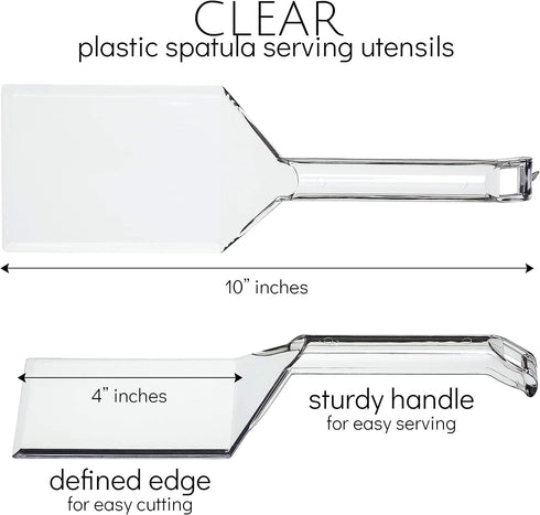 Plasticpro Disposable Plastic Serving Spatula, Durable Heavy Duty Premium Serving Utensils, Clear Pack of 4