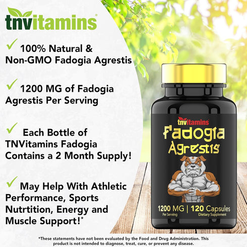 Fadogia Agrestis, 1200mg - 120 Capsules, Ultra-Potent Extract Supplement for Men, Energy, Power, Strength