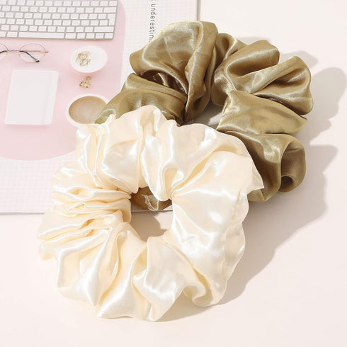 Ivyu Silk Scrunchies Satin Hair Ties for Women - 4 Pcs Oversize Soft Big Scrunchies for Hair Gift for Girls