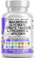 Magnesium Glycinate Complex 1000mg with 200mg L-Theanine, 60 Count - Supplement with Apigenin, GABA & Ashwagandha