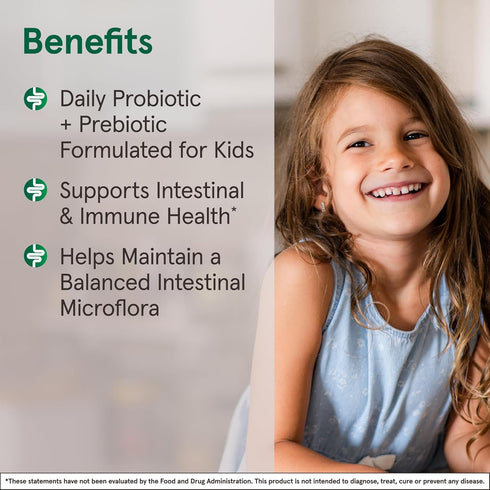 Jarrow Formulas Jarro-Dophilus Kids Probiotics, 60 Sugar-Free Raspberry-Flavored Chewable Tablets, 1 Billion CFU
