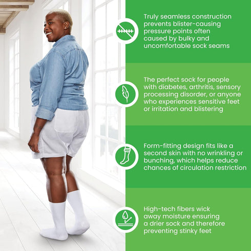 Seamless 3 Pack (6 Count) Diabetic Crew Socks