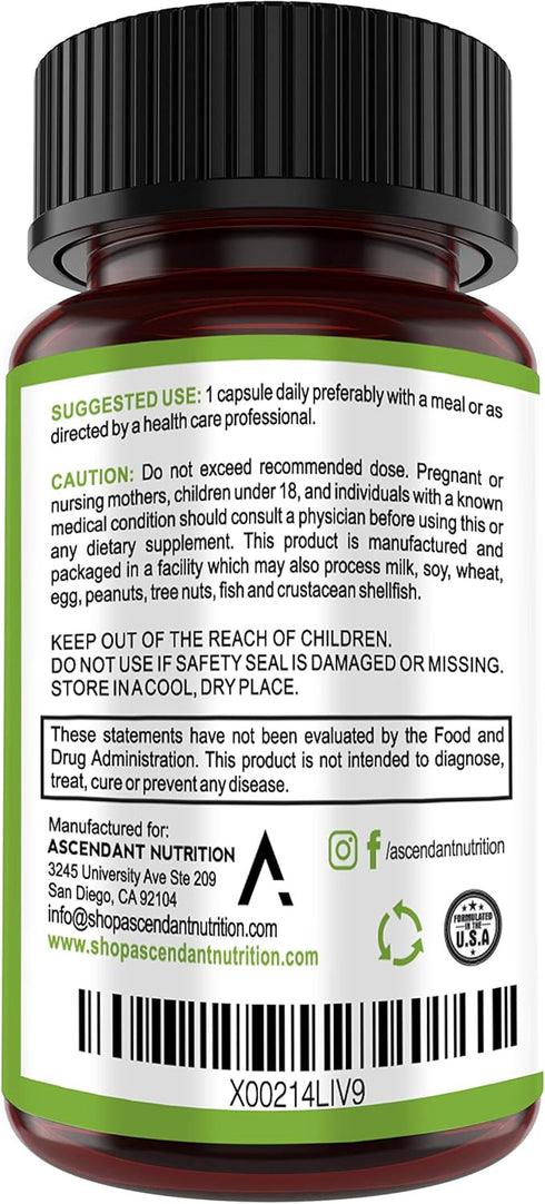 Ascendant Nutrition Bacillus Subtilis Probiotic - 30 Billion CFU Multi-Strain Probiotics for Gut Health - 30 Capsules
