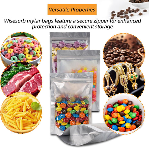 4"x 6" 30 Packs Mylar Bags for Food Storage, Reusable Bags with Window for Long Term Storage