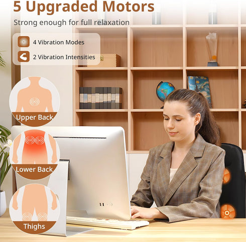 Massage Seat Cushion with Heat, Back Massager for Chair, Heated Seat Cover for Pain Relief