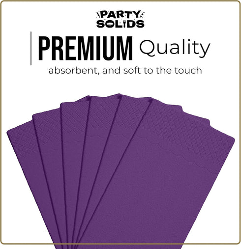 Party Solids 8" 4" 40 2 Purple Dinner Napkins Disposable x Folded - Pcs Ply Purple Napkins Disposable Paper Guest
