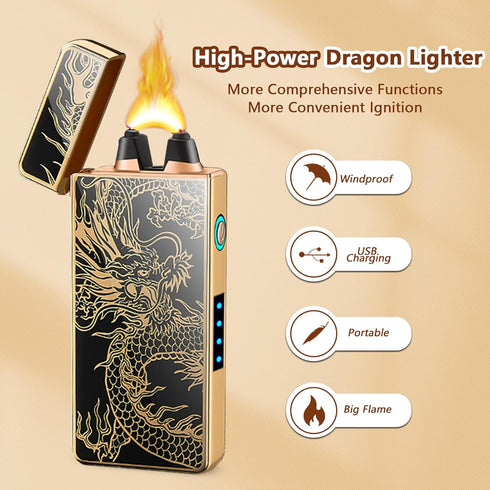 Electric Dragon Lighter - USB Rechargeable Plasma Lighter with LED Battery Indicator, Gift for Men