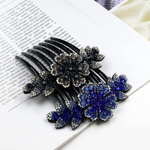inSowni 6 Pack Luxury Sparkly Glitter Flower Leaf Rhinestone Hair Side Combs, French Twist Slides Hairpins