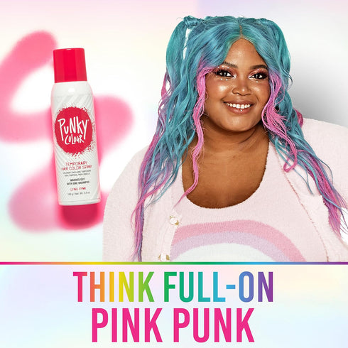 Punky Temporary Hair Color Spray, Lynx Pink, Fast-Drying, Non-Sticky, Travel Size Hair Dye, 3.5 oz