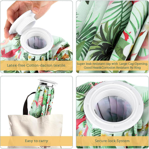 Nuanchu 3 Pieces Reusable Ice Bags for Injuries, Hot Cold Water Bag for Pain Relief (Hawaiian Style)