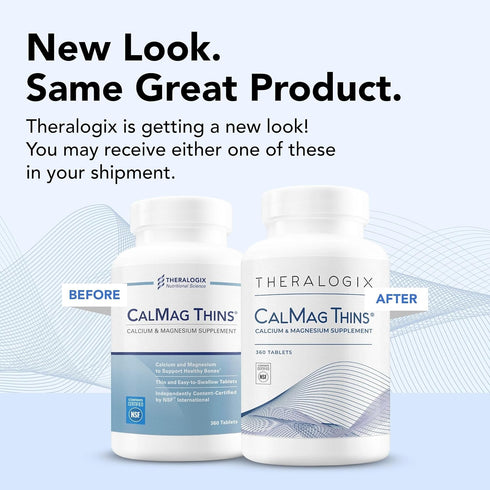 Theralogix CalMag Thins Calcium & Magnesium Supplement - Bone Support for Women & Men - 200 mg Calcium, 50 mg Magnesium