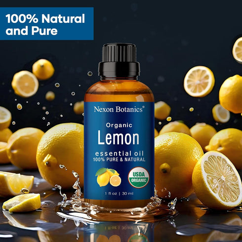 Organic Lemon Essential Oil - 30 ml Natural, Pure Organic Lemon Oil for Diffuser, Aromatherapy, Skin, Hair Care