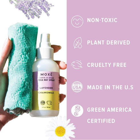 MOXE Yoga Mat Cleaner, 4 Ounces (Lavender Chamomile & Rosemary Lemon)