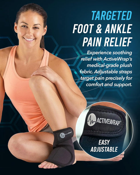 Pack 2 Activewrap Ankle Ice Wrap - Includes Reusable Ultra Flex Gel Ice Pads for Hot & Cold Compression for Foot, Heel