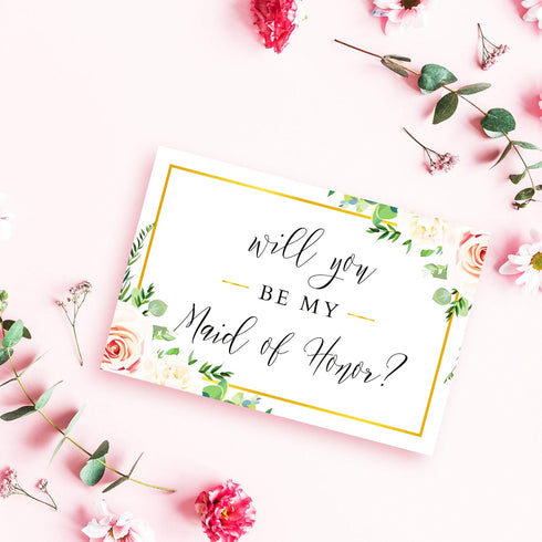 Maid of Honor Proposal Box - 1 Pack Floral Design Gift