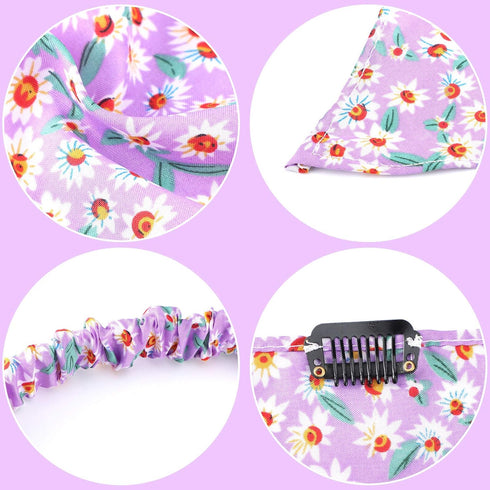 Syhood 6 Pcs Floral Bandanas for Women, Boho Daisy Hair Scarf Headband with Clip Chiffon (Pretty Floral Patterns)