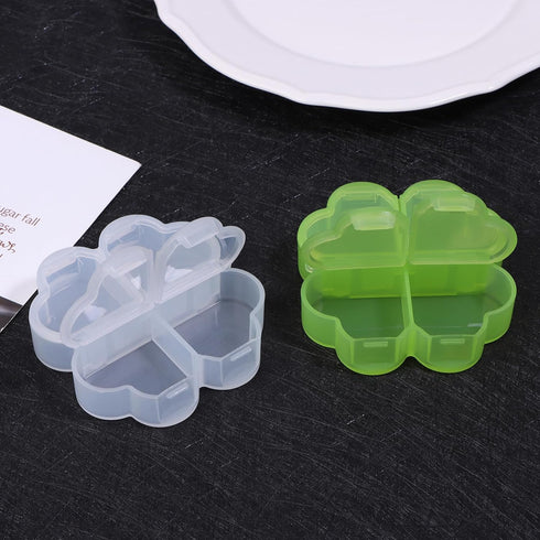 miihello 4 Grids Daily Pill Organizer, Portable Plastic Pill Storage Box with Independent Opening Design, Four-Leaf