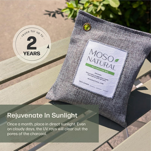 Moso Natural Air Purifying Bag 200g | Premium Bamboo Charcoal Odor Absorber for Home & Car, Closet Deodorizer, Long