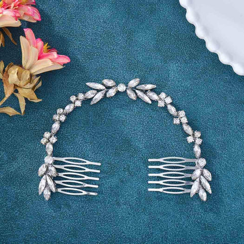 Unicra Wedding Hair Combs Bridal Headpieces, Crystal Wedding Hair Accessories for Brides (Silver)