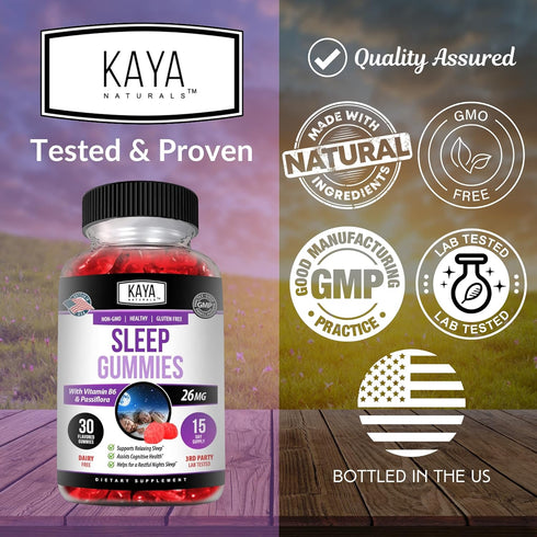 Kaya Naturals Organic Sleep Gummies, Health Supplement for Adults, Vitamin B6 & Melatonin (30 Count)