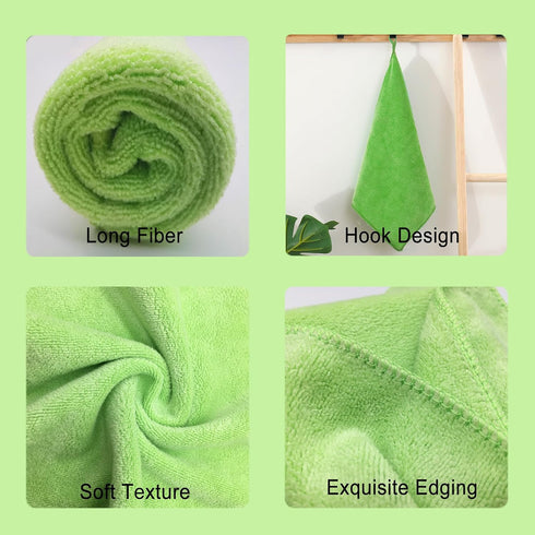Microfiber Cleaning Cloth for Kitchen, Housekeeping, and Electronics, Thick Lint Free Drying Towel (12"x12") Green-6