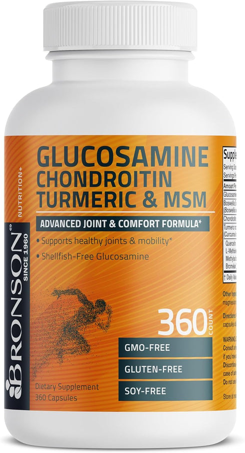 Bronson Glucosamine Chondroitin Turmeric & MSM - Advanced Joint & Cartilage Formula, Supports Healthy Joints, 360