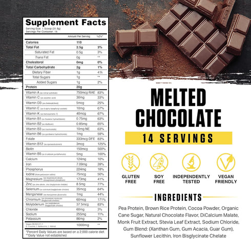 Ambrosia Planta Premium Organic Plant-Based Protein | Vegan & Keto Friendly | 14 Servings | Melted Chocolate