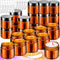 MotBach 16 Pack 2oz Amber Plastic Jars, 60ml Empty Small Round Cosmetic Jars with Black Lids for Refillable Makeup