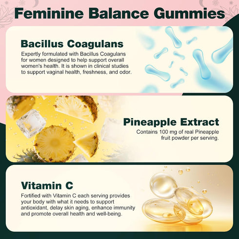 Oneoo Gummies Gummies Gummy Immune 60 Count Feminine Balance - Premium Balance for Women's pH Health, Feminine