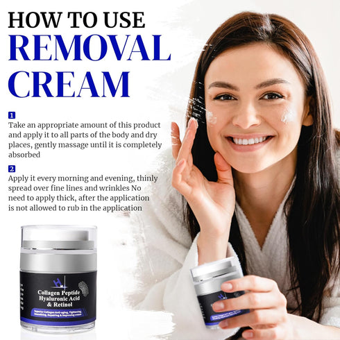 HM Collagen Peptide Cream with Hyaluronic Acid, Retinol & Vitamin E - Anti Aging Skincare Moisturiser for Soft Skin
