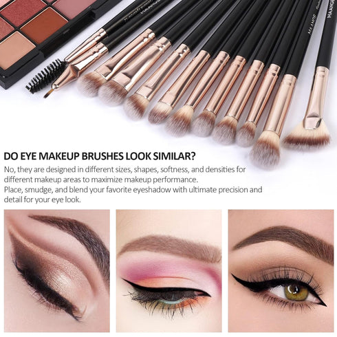 MAANGE Makeup Brushes, 18 Pcs Professional Brush Set, Premium Synthetic Face Kabuki Brush Kit for Foundation and