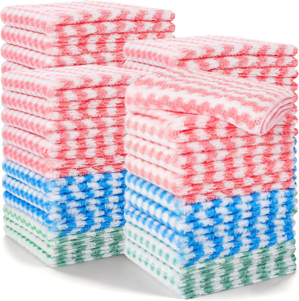 QFGasre 100 Pack Microfiber Cleaning Cloth, Soft Absorbent Rags 10" x 10" Kitchen