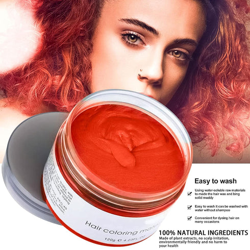 Kids Temporary Hair Color Wax - Natural Hair Strong Style Gel for Party, Cosplay, Masquerade (Red)