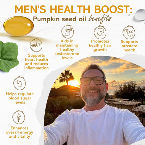Pumpkin Seed Oil - 100% Cold Pressed Pure 1000mg Extraction for Hair Growth and Skin Health