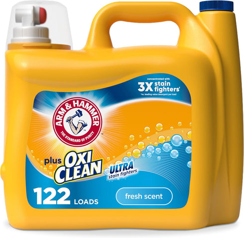 ARM & HAMMER Plus OxiClean Ultra Stain Fighters Liquid Laundry Detergent, Stain