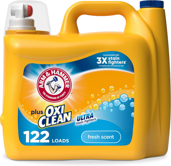 ARM & HAMMER Plus OxiClean Ultra Stain Fighters Liquid Laundry Detergent, Stain